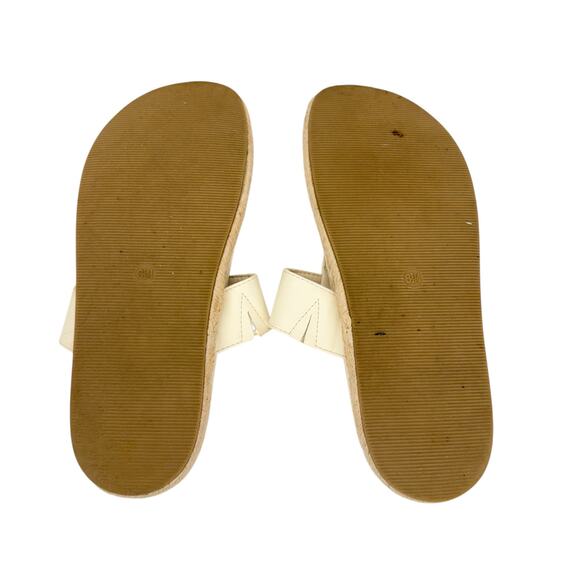 Joie Cream Faux Leather T Strap Slip On Espadrilles Sandals Sz 8.5M Lightweight - Picture 5 of 16